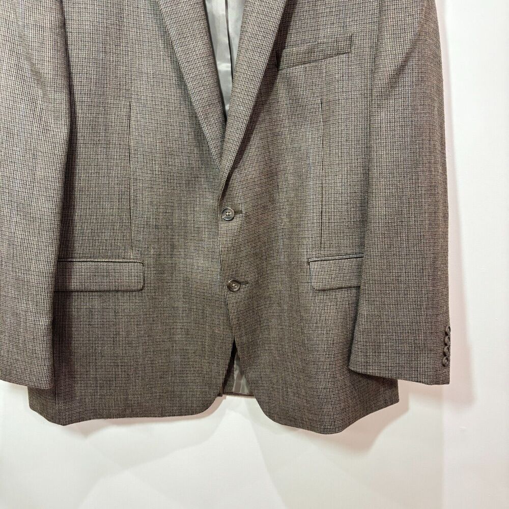 Chaps Ralph Lauren Men's Brown Check 100% Wool Sport Coat Blazer 48L 2-Button - Picture 3 of 14